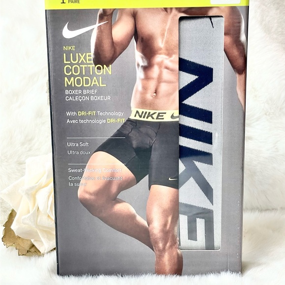 New with tag NIKE LUXE COTTON MODAL BOXER BRIEF EXTRA SOFT SWEAT WICKING comfort - Picture 2 of 6